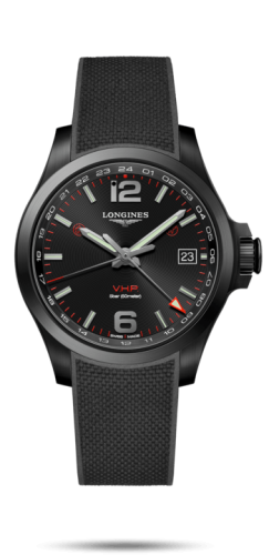 Longines Conquest V.H.P. GMT 41 PVD / Black / Rubber L3.718.2.56.9