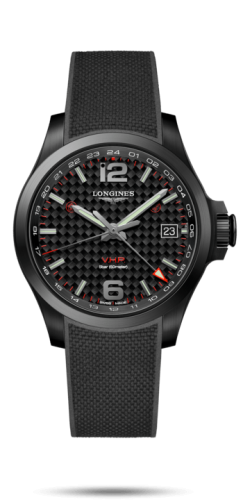 Longines Conquest V.H.P. GMT 41 PVD / Carbon / Rubber L3.718.2.66.9
