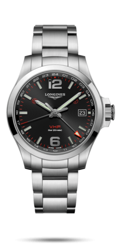 Longines Conquest V.H.P. GMT 41 Stainless Steel / Black / Bracelet L3.718.4.56.6