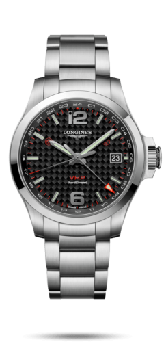 Longines Conquest V.H.P. GMT 41 Stainless Steel / Carbon / Bracelet L3.718.4.66.6