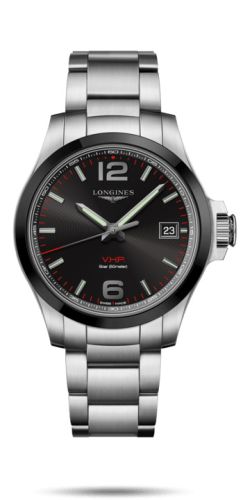 Longines Conquest V.H.P. 41 Stainless Steel / Ceramic / Black / Bracelet L3.719.4.56.6