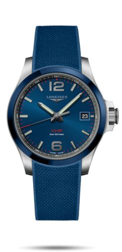 Longines Conquest V.H.P. 41 Stainless Steel / Ceramic / Blue / Rubber L3.719.4.96.9