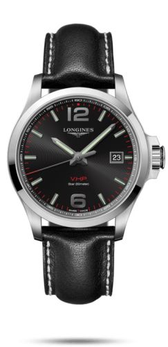 Longines Conquest V.H.P. 43 Stainless Steel / Black / Leather L3.726.4.56.3