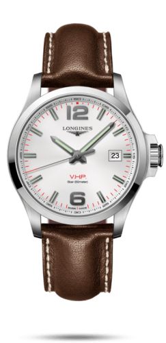 Longines Conquest V.H.P. 43 Stainless Steel / Silver / Leather L3.726.4.76.4