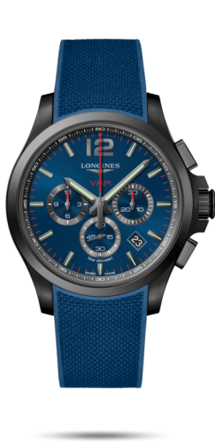 Longines Conquest V.H.P. Chronograph 44 PVD / Blue / Rubber L3.727.2.96.9