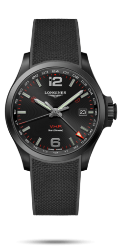 Longines Conquest V.H.P. GMT 43 PVD / Black / Rubber L3.728.2.56.9