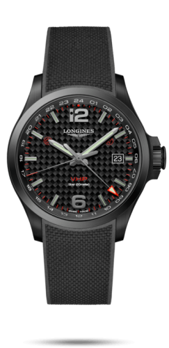 Longines Conquest V.H.P. GMT 43 PVD / Carbon / Rubber L3.728.2.66.9