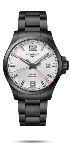 Longines Conquest V.H.P. GMT 43 PVD / Silver / Bracelet L3.728.2.76.6