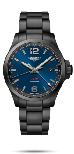 Longines Conquest V.H.P. GMT 43 PVD / Blue / Bracelet L3.728.2.96.6