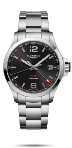 Longines Conquest V.H.P. GMT 43 Stainless Steel / Black / Bracelet L3.728.4.56.6