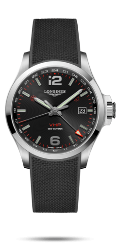 Longines Conquest V.H.P. GMT 43 Stainless Steel / Black / Rubber L3.728.4.56.9