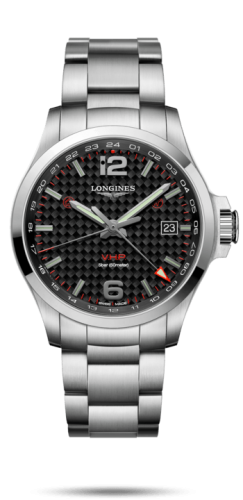Longines Conquest V.H.P. GMT 43 Stainless Steel / Carbon / Bracelet L3.728.4.66.6