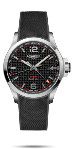 Longines Conquest V.H.P. GMT 43 Stainless Steel / Carbon / Rubber L3.728.4.66.9
