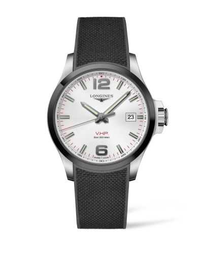 Longines Conquest V.H.P. 43 Stainless Steel / Ceramic / Silver / Rubber L3.729.4.76.9