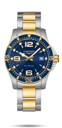 Longines HydroConquest 41 Quartz Stainless Steel / Yellow Gold / Blue / Bracelet L3.740.3.96.7