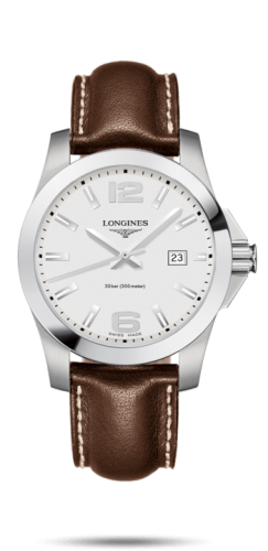 Longines Conquest Quartz 41 Stainless Steel / Silver / Strap L3.759.4.76.5