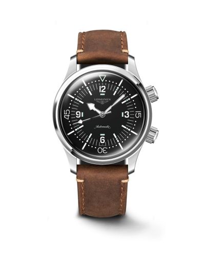 Longines Heritage Legend Diver 39 Stainless Steel / Black / Leather Strap L3.764.4.50.0