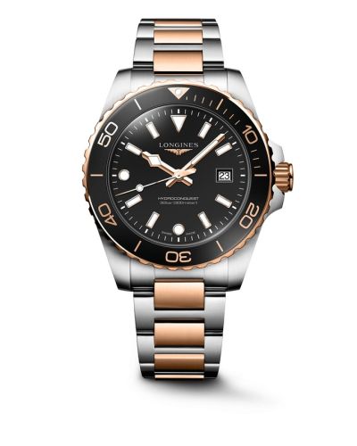 Longines Hydroconquest Quartz 42 Stainless Steel - Red Gold / Black / Bracelet L3.769.3.58.7