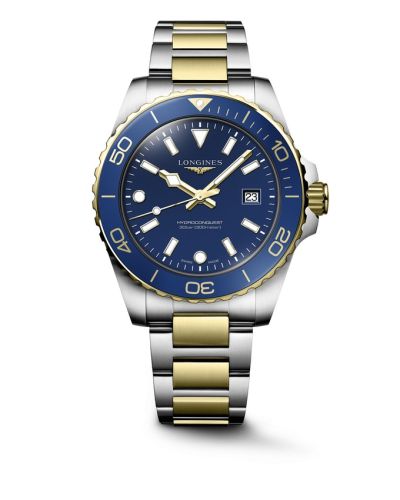 Longines Hydroconquest Quartz 42 Stainless Steel - Yellow Gold / Blue / Bracelet L3.769.3.96.7