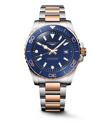 Longines Hydroconquest Quartz 42 Stainless Steel - Red Gold / Blue / Bracelet L3.769.3.98.7