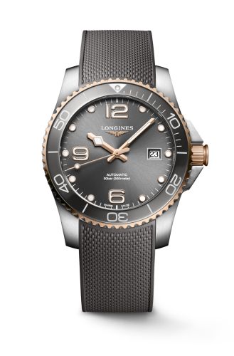 Longines HydroConquest 41 Automatic Stainless Steel / Rose Gold / Grey / Rubber L3.781.3.78.9