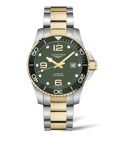 Longines HydroConquest 43 Automatic Stainless Steel - Yellow Gold / Green / Bracelet L3.782.3.06.7