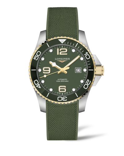 Longines HydroConquest 43 Automatic Stainless Steel - Yellow Gold / Green / Rubber L3.782.3.06.9