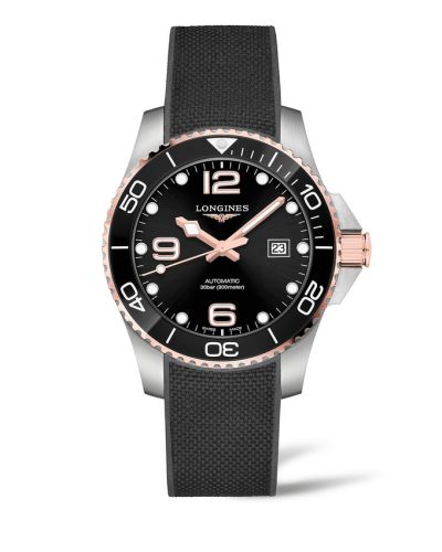 Longines HydroConquest 43 Automatic Stainless Steel - Pink Gold / Black / Rubber L3.782.3.58.9