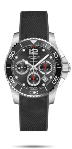 Longines HydroConquest 41 Automatic Chronograph Stainless Steel / Ceramic / Black / Rubber L3.783.4.56.9