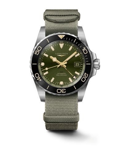 Longines Hydroconquest GMT 41 Stainless Steel / Green / NATO L3.790.4.06.2