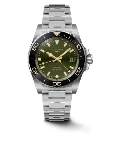 Longines Hydroconquest GMT 41 Stainless Steel / Green / Bracelet L3.790.4.06.6