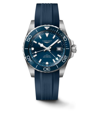 Longines Hydroconquest GMT 41 Stainless Steel / Blue / Rubber L3.790.4.96.9