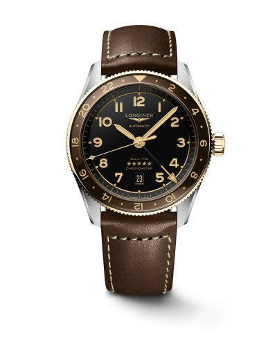 Longines Spirit Zulu Time 42 Stainless Steel - Yellow Gold / Anthracite / Strap L3.812.5.53.2