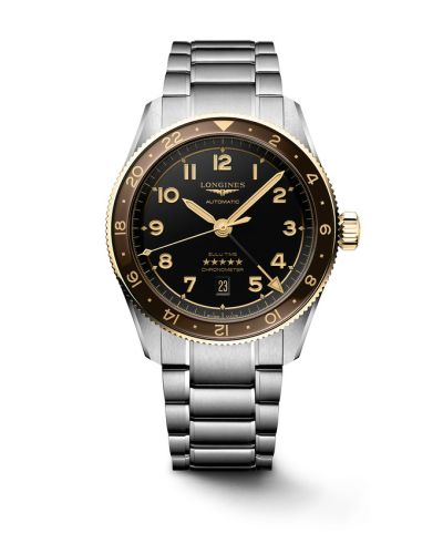 Longines Spirit Zulu Time 42 Stainless Steel - Yellow Gold / Anthracite / Bracelet L3.812.5.53.6