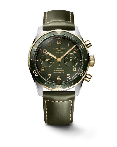 Longines Spirit Flyback 42 Stainless Steel - Yellow Gold / Green L3.821.5.53.2