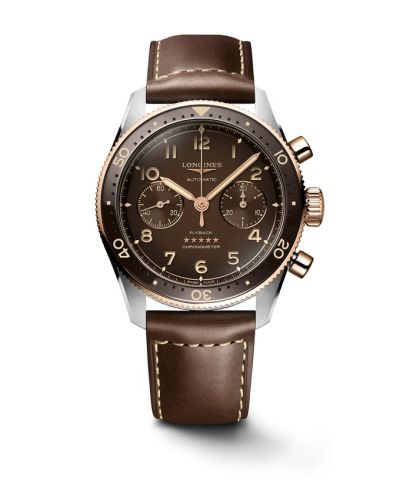 Longines Spirit Flyback 42 Stainless Steel - Pink Gold / Brown L3.821.5.59.2
