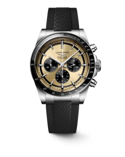 Longines Conquest Chronograph 42 Stainless Steel / Brown / Rubber L3.835.4.32.9