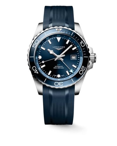 Longines Hydroconquest GMT 43 Stainless Steel / Blue / Rubber L3.890.4.96.9