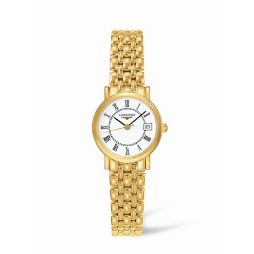 Longines Presence 23.5 Quartz Yellow Gold / White - Roman / Bracelet L4.277.6.11.6