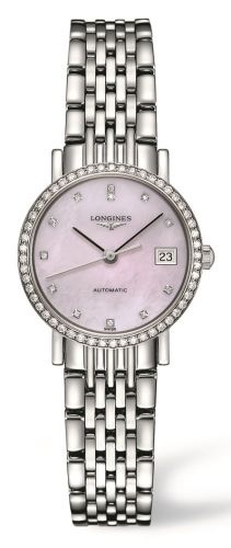 Longines Elegant Collection 25.5 Automatic Stainless Steel / Diamond / Pink MOP / Bracelet L4.309.0.89.6