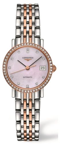 Longines Elegant Collection 25.5 Automatic Stainless Steel / Red Gold / Diamond / Pink MOP L4.309.5.89.7