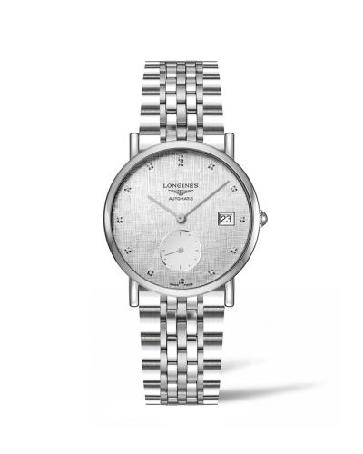 Longines Elegant Collection Small Second 34.5 Stainless Steel / Silver - Linen / Bracelet L4.312.4.77.6