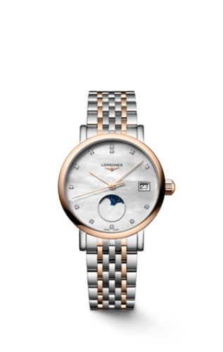 Longines Elegant Collection Moonphase 30 Stainless Steel - Pink Gold / MOP / Bracelet L4.330.5.87.7