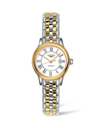 Longines Flagship 30 Stainless Steel - Yellow Gold / White - Roman / Bracelet L4.374.3.21.7