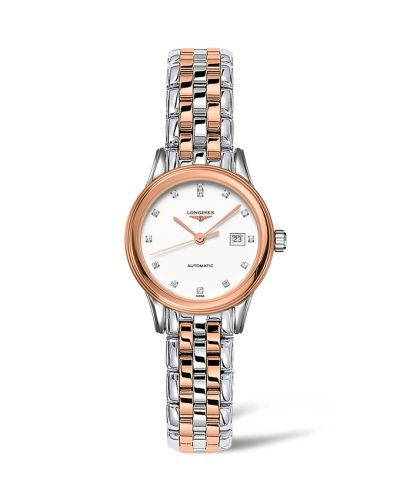 Longines Flagship 30 Stainless Steel - Pink Gold / White - Diamond / Bracelet L4.374.3.99.7