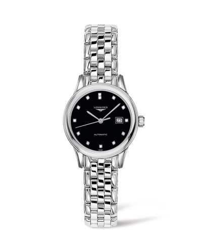 Longines Flagship 30 Stainless Steel / Black - Diamond / Bracelet L4.374.4.57.6