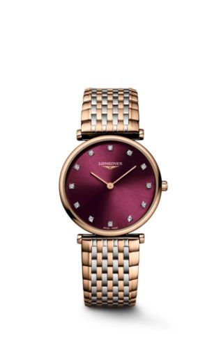 Longines La Grande Classique Quartz 29 Stainless Steel - Red Gold PVD / Burgundy - Diamond L4.512.1.68.7