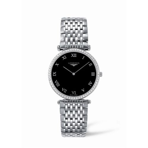 Longines La Grande Classique 33 Quartz Diamond Bezel Black Roman L4.741.0.51.6