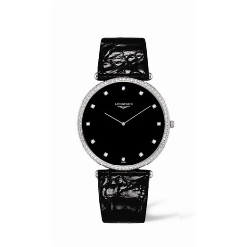 Longines La Grande Classique Quartz 37 White Gold Diamond Black L4.766.7.58.4