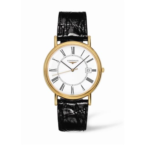 Longines Presence 38.5 Quartz PVD Gold / White - Roman L4.790.2.11.2